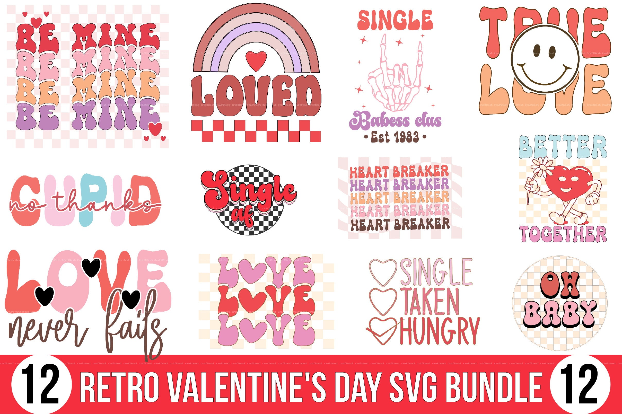 Retro Valentine's Day SVG Bundle 2