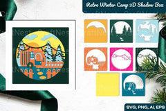Retro Winter Camp 3D Shadow Box SVG Bundle - CraftNest - Digital Crafting and Art