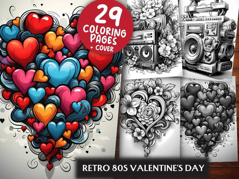 Retro 80s Valentines Day Coloring Books - CraftNest