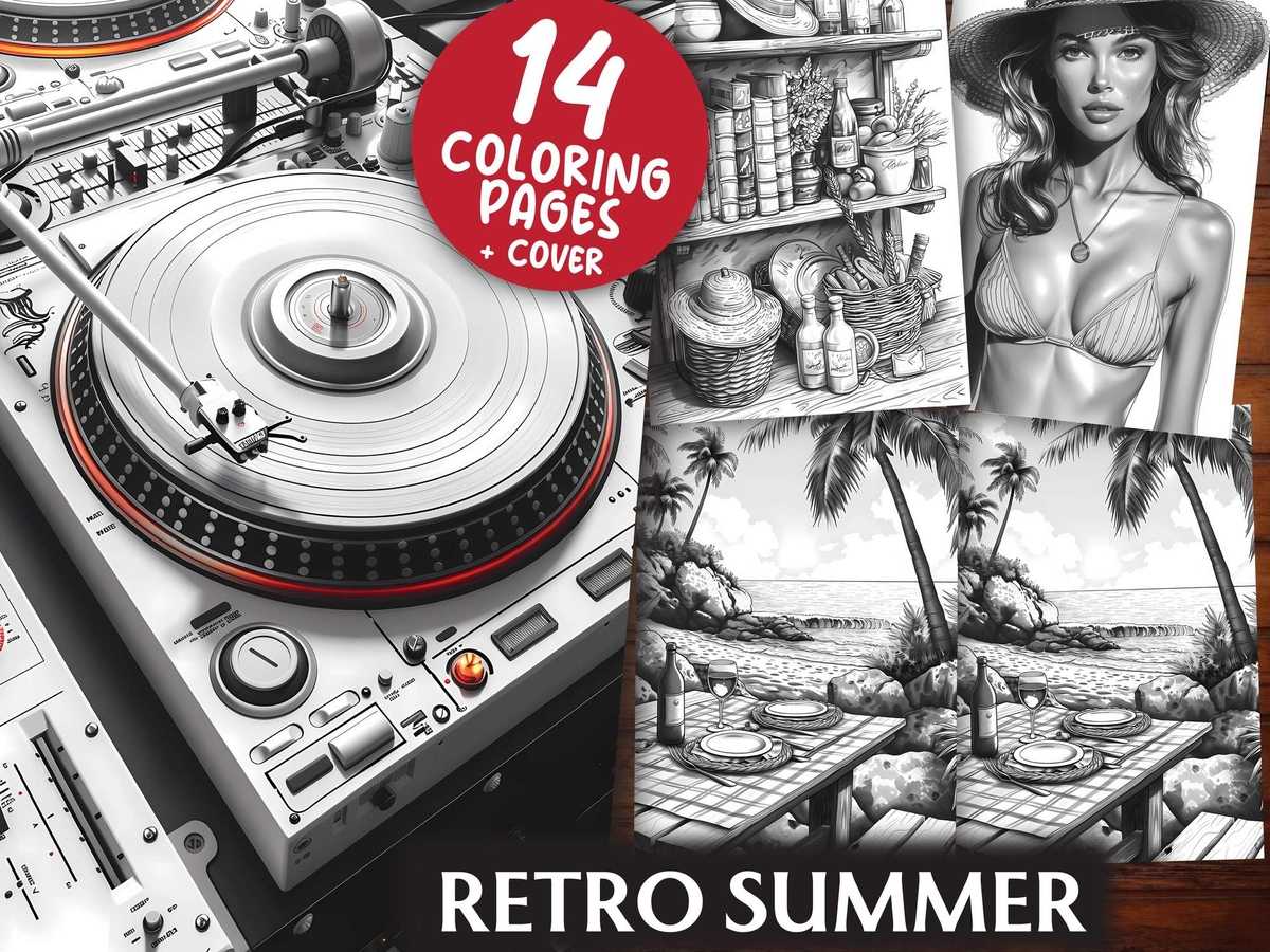 Retro Summer Coloring Books - CraftNest - Digital Crafting and Art