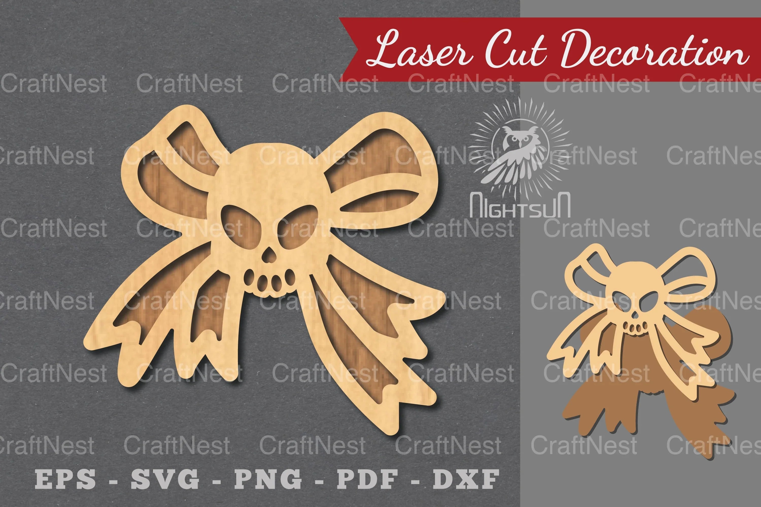 Ribbon Skull Laser Cut Decoration Clipart Bundle - CraftNest - Digital Crafting and Art