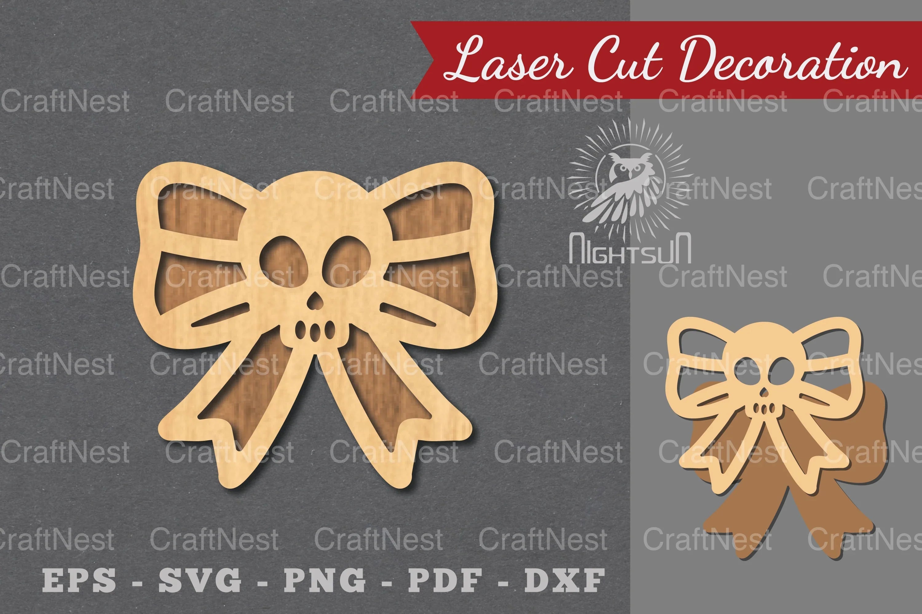 Ribbon Skull Laser Cut Decoration Clipart Bundle - CraftNest - Digital Crafting and Art