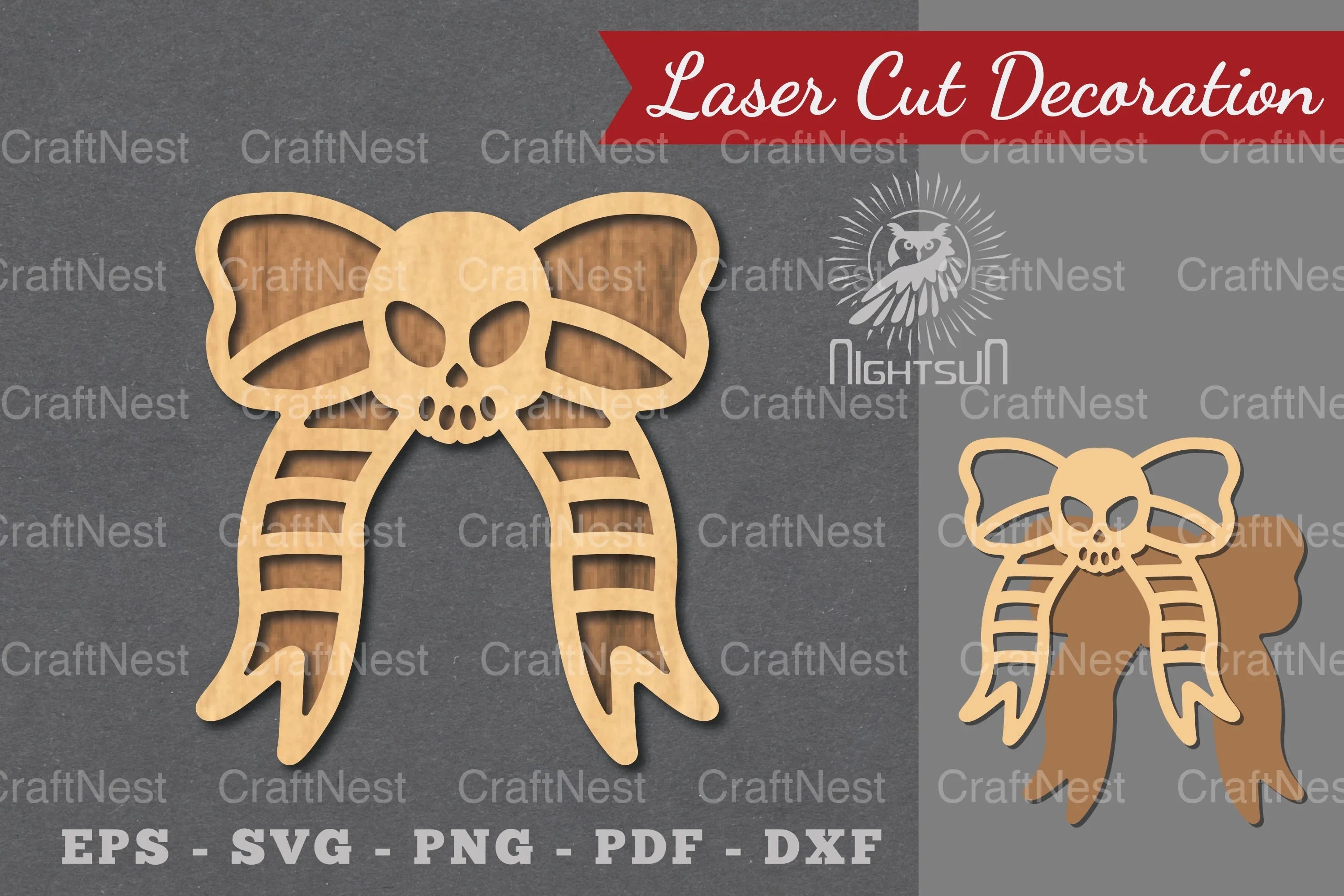 Ribbon Skull Laser Cut Decoration Clipart Bundle - CraftNest - Digital Crafting and Art