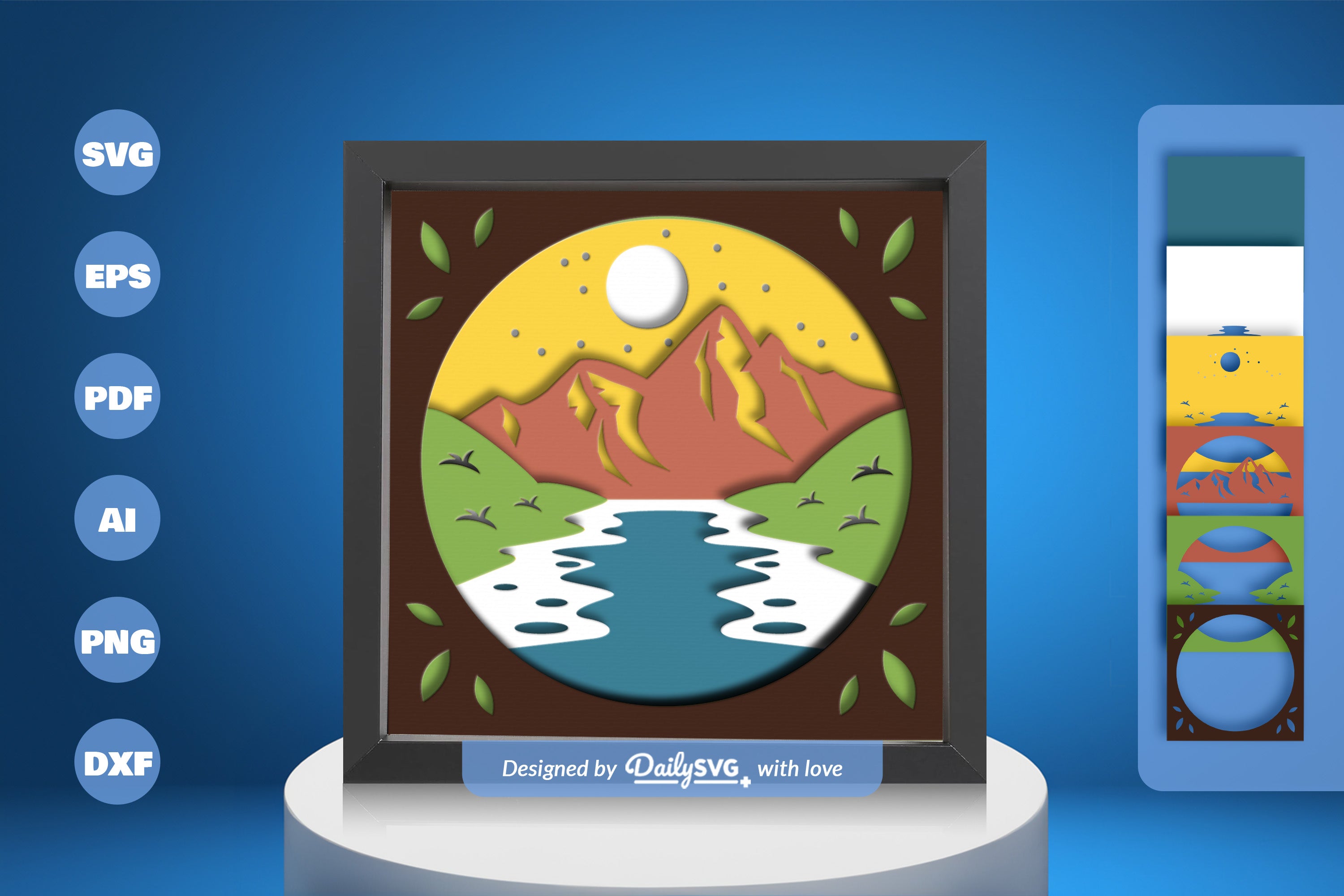 River and Mountain Papercut SVG Bundle 1