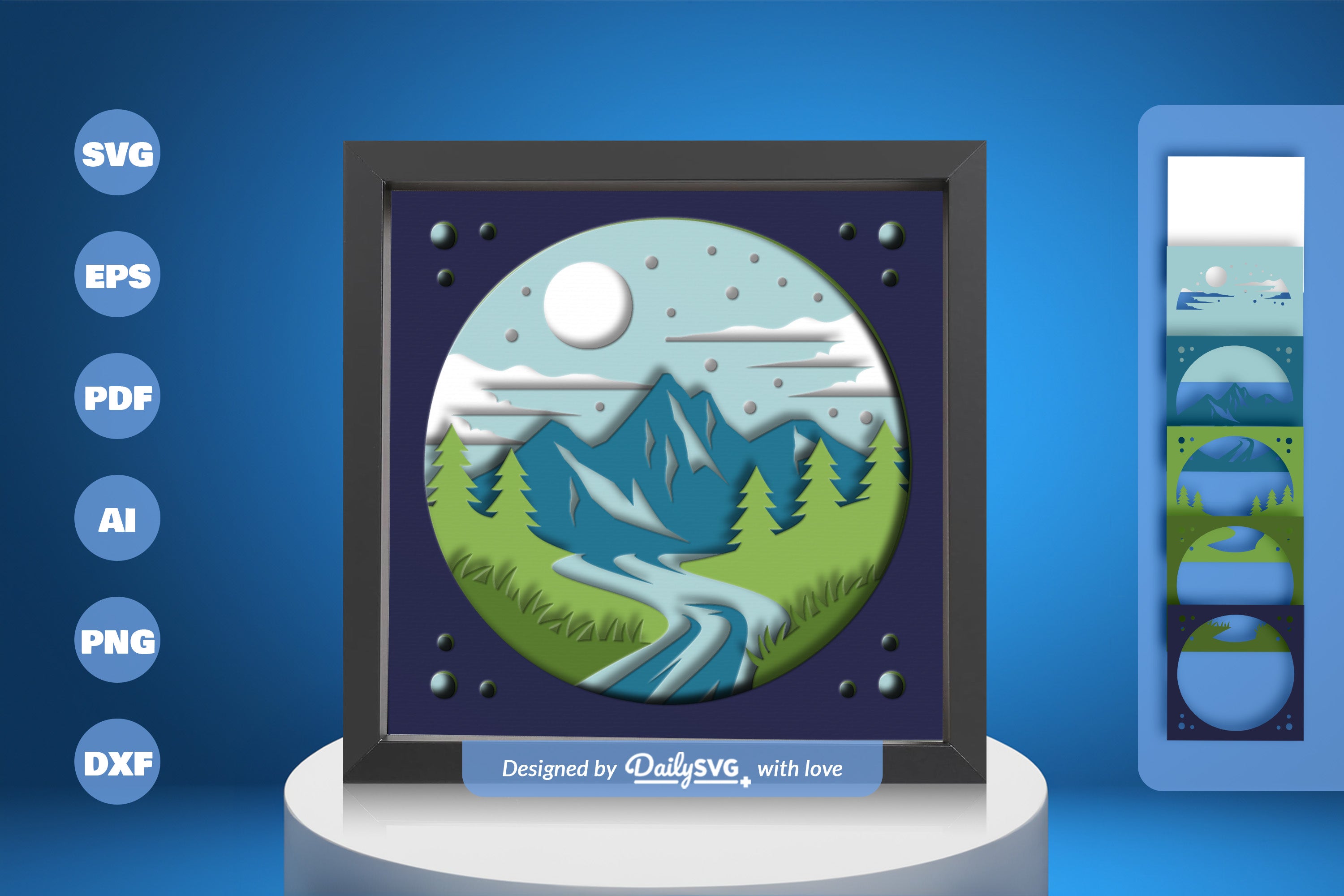 River and Mountain Papercut SVG Bundle