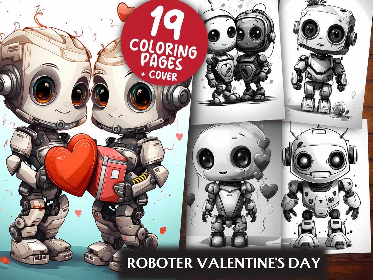 Roboter Valentines Day Coloring Books - CraftNest