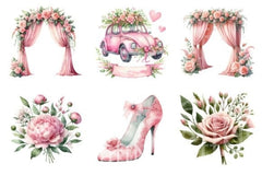 Romantic Pink Wedding Clipart Bundle - CraftNest - Digital Crafting and Art