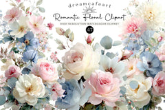Romantic Pastel Floral Clipart Bundle - CraftNest - Digital Crafting and Art