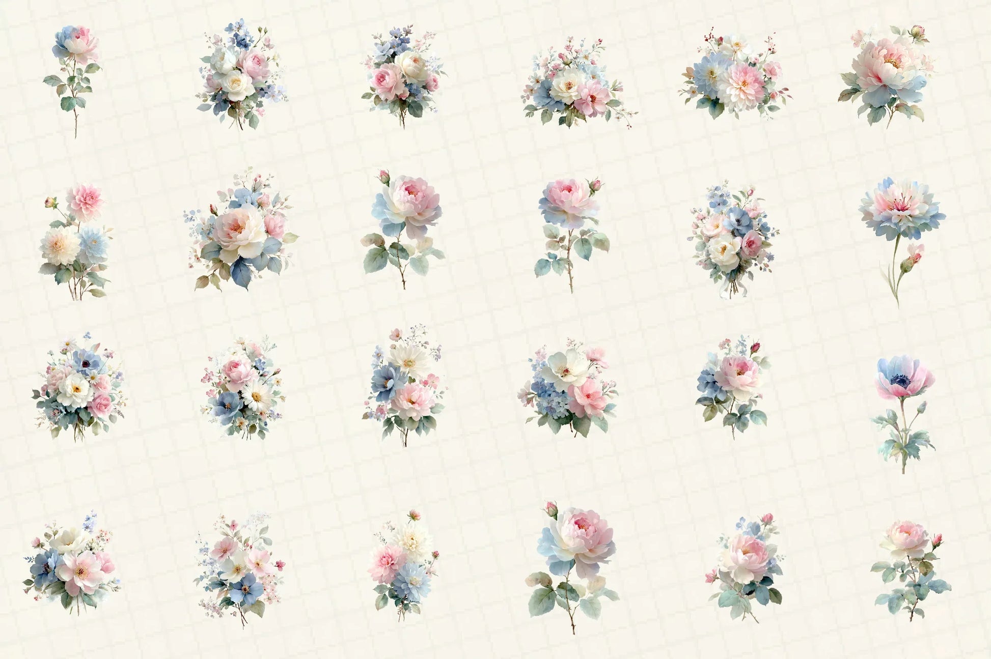 Romantic Pastel Floral Clipart Bundle - CraftNest - Digital Crafting and Art