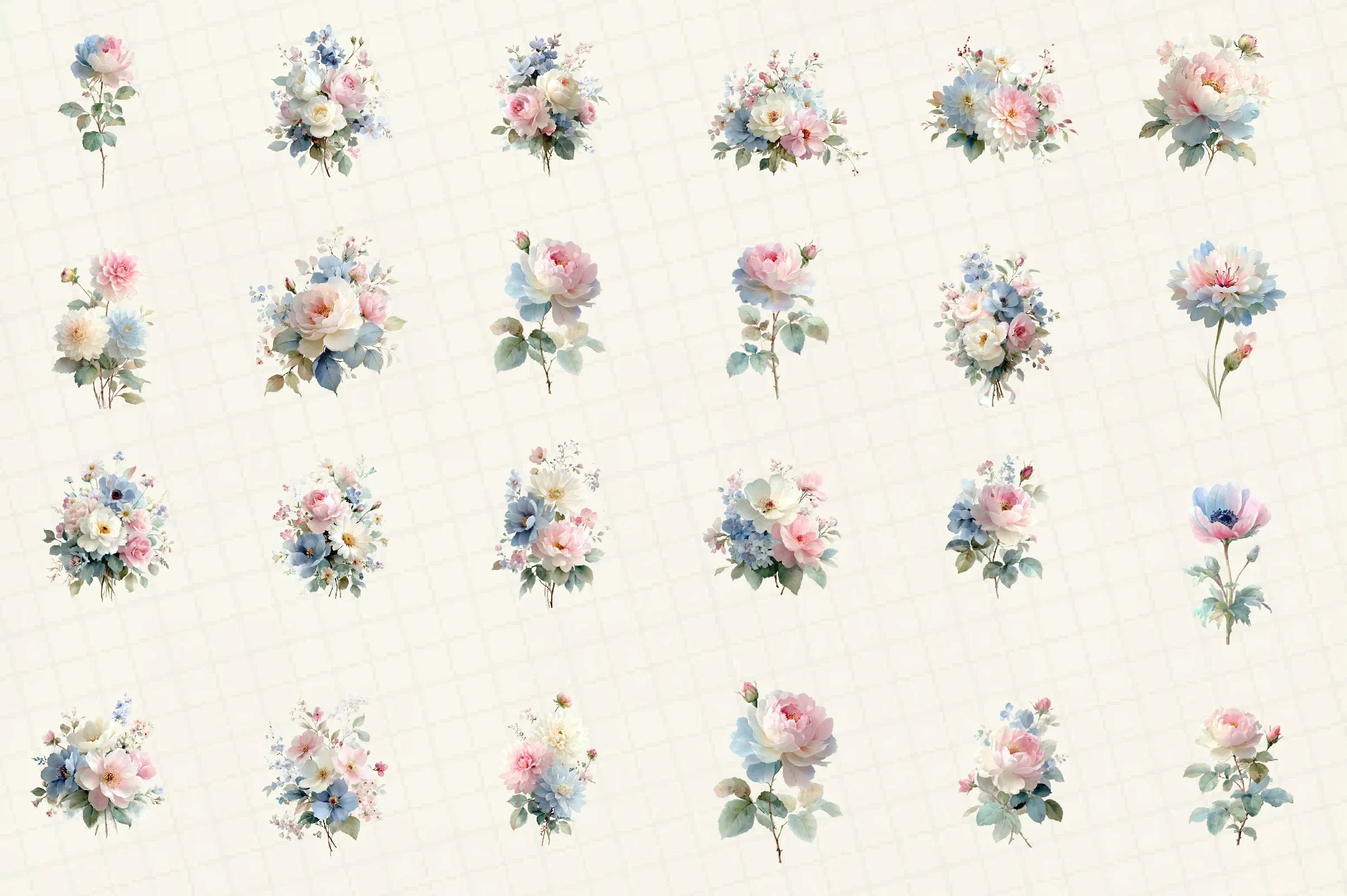 Romantic Pastel Floral Clipart Bundle - CraftNest - Digital Crafting and Art