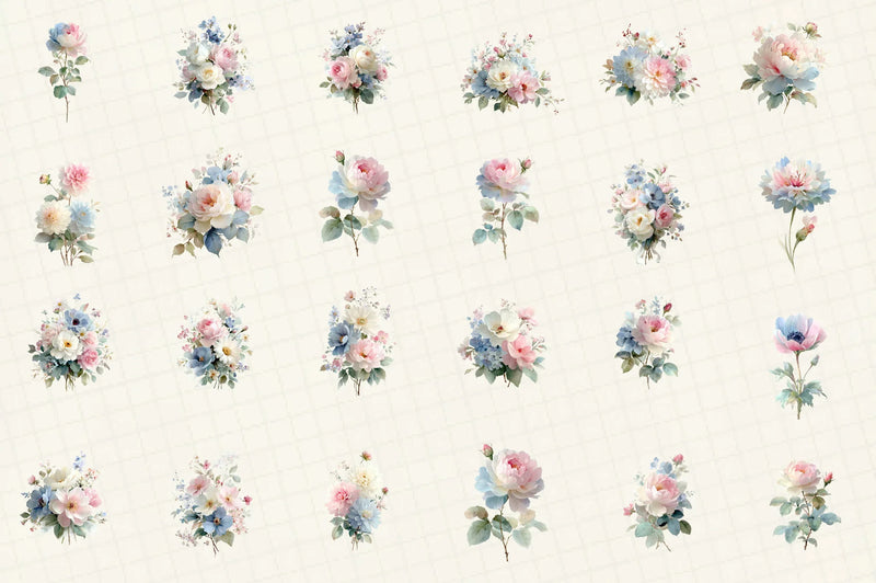 Romantic Pastel Floral Clipart Bundle - CraftNest - Digital Crafting and Art