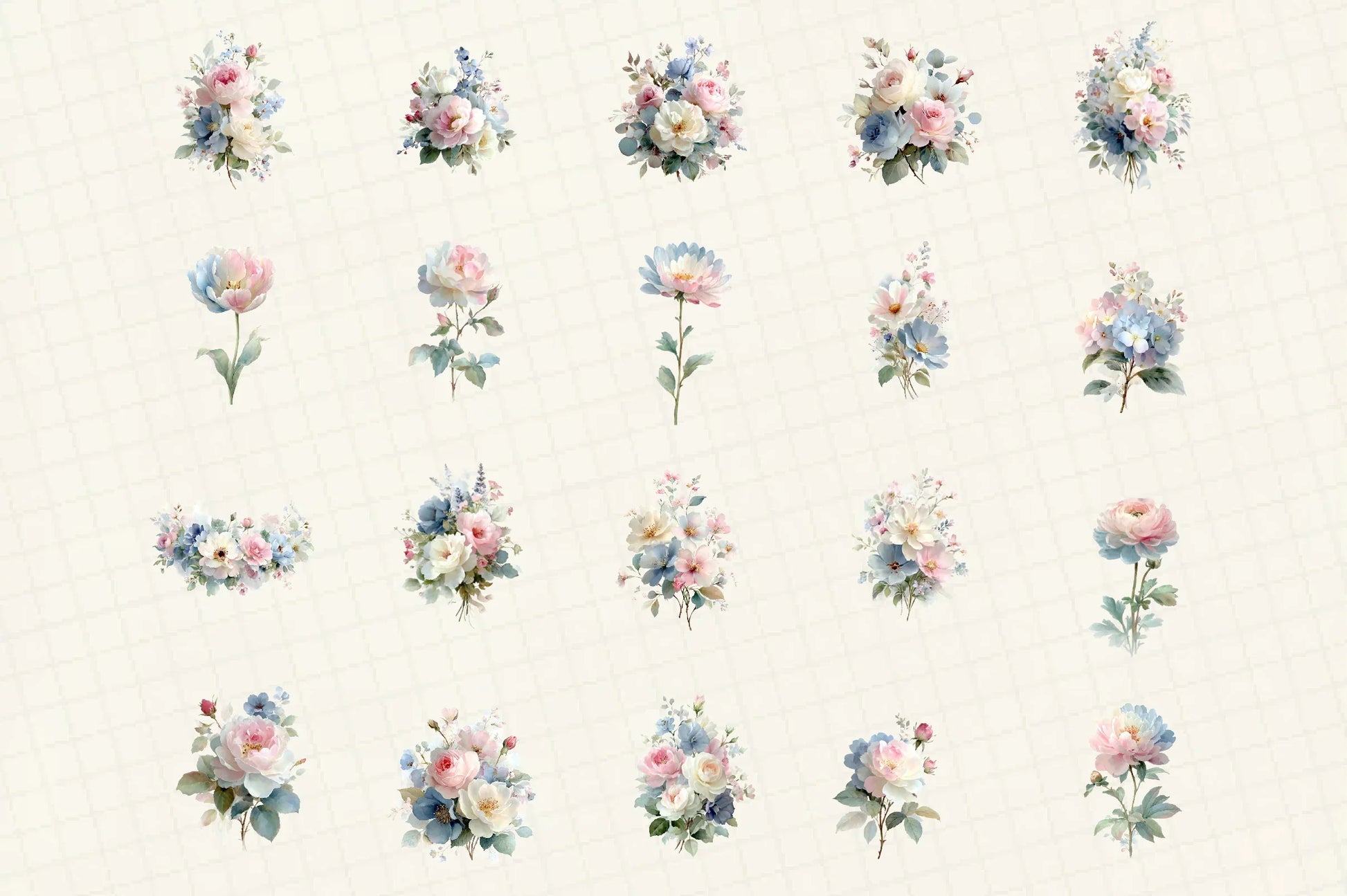 Romantic Pastel Floral Clipart Bundle - CraftNest - Digital Crafting and Art