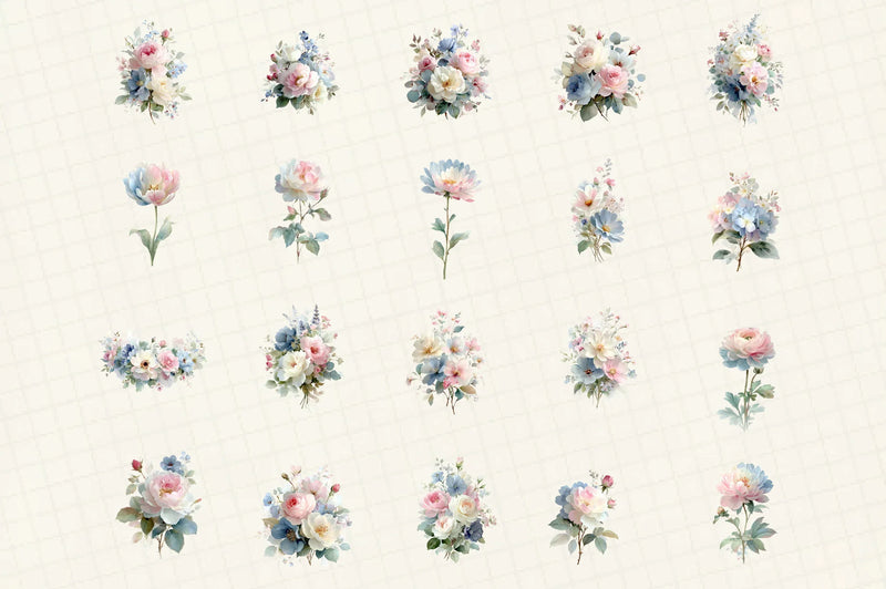 Romantic Pastel Floral Clipart Bundle - CraftNest - Digital Crafting and Art