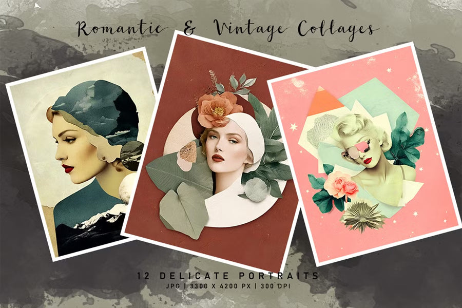 Romantic Vintage Collages - Wall Art