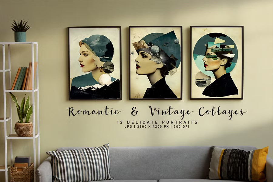 Romantic Vintage Collages - Wall Art