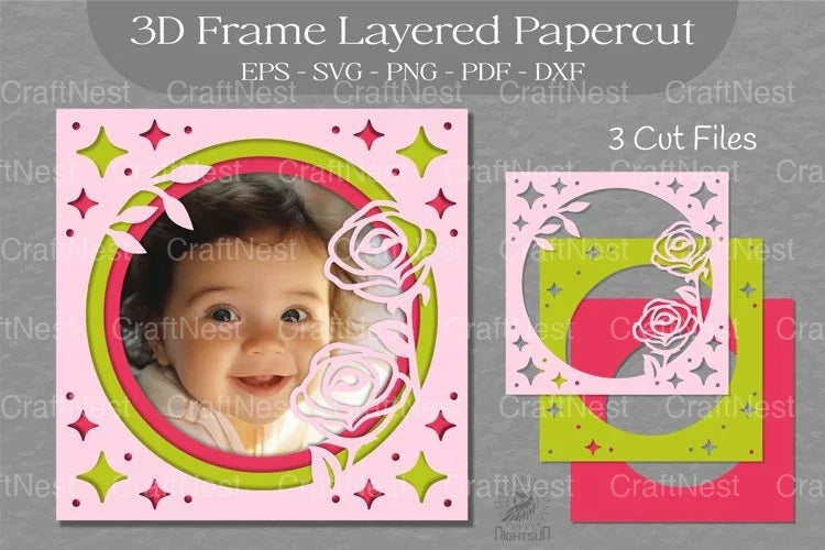 Rose Flower 3D Frame Clipart Bundle - CraftNest - Digital Crafting and Art