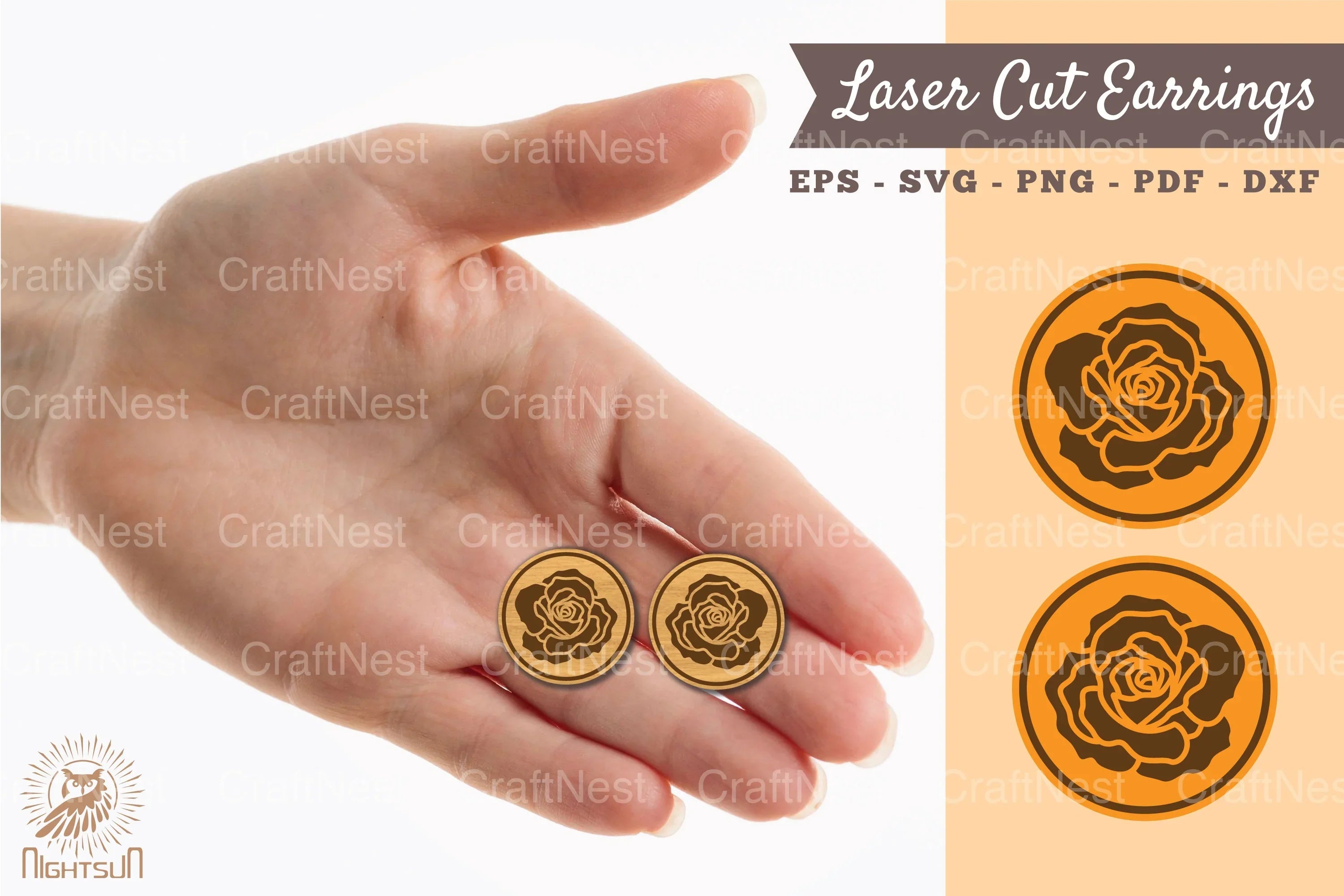 Rose Flower Earrings Laser Cut Clipart Bundle - CraftNest - Digital Crafting and Art