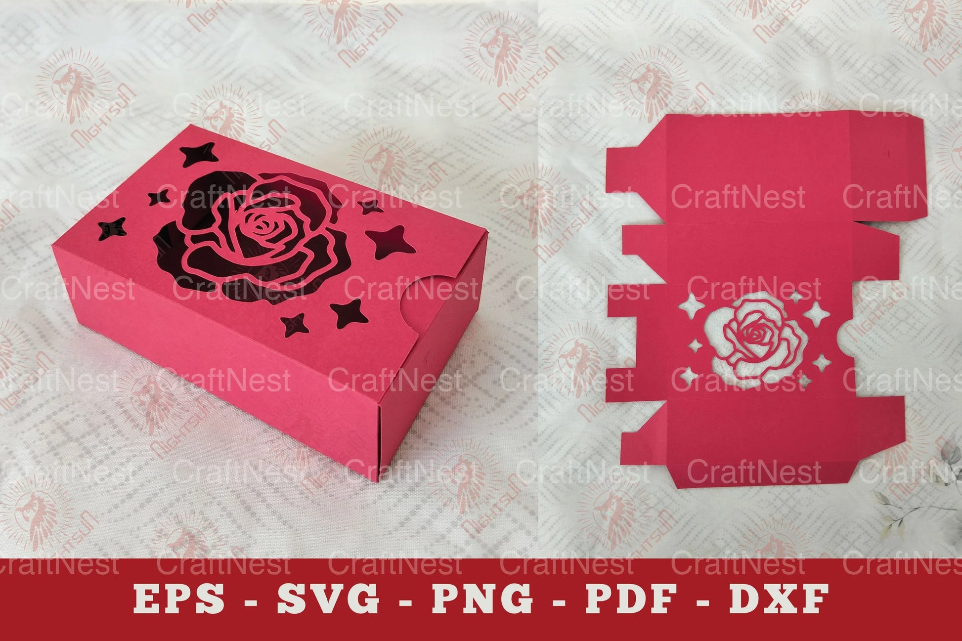 Rose Flower Gift Box Paper Cut Clipart Bundle - CraftNest - Digital Crafting and Art