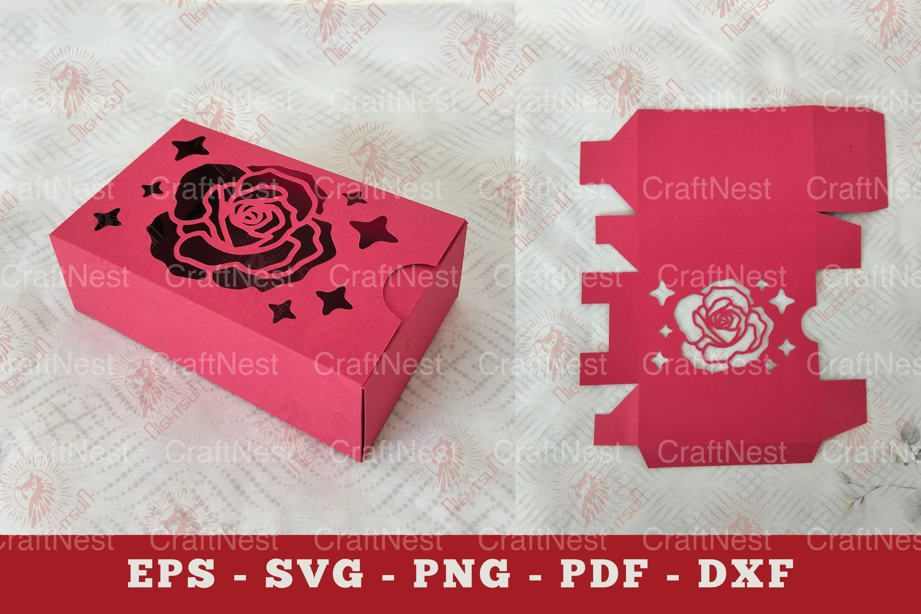 Rose Flower Gift Box Paper Cut Clipart Bundle - CraftNest - Digital Crafting and Art
