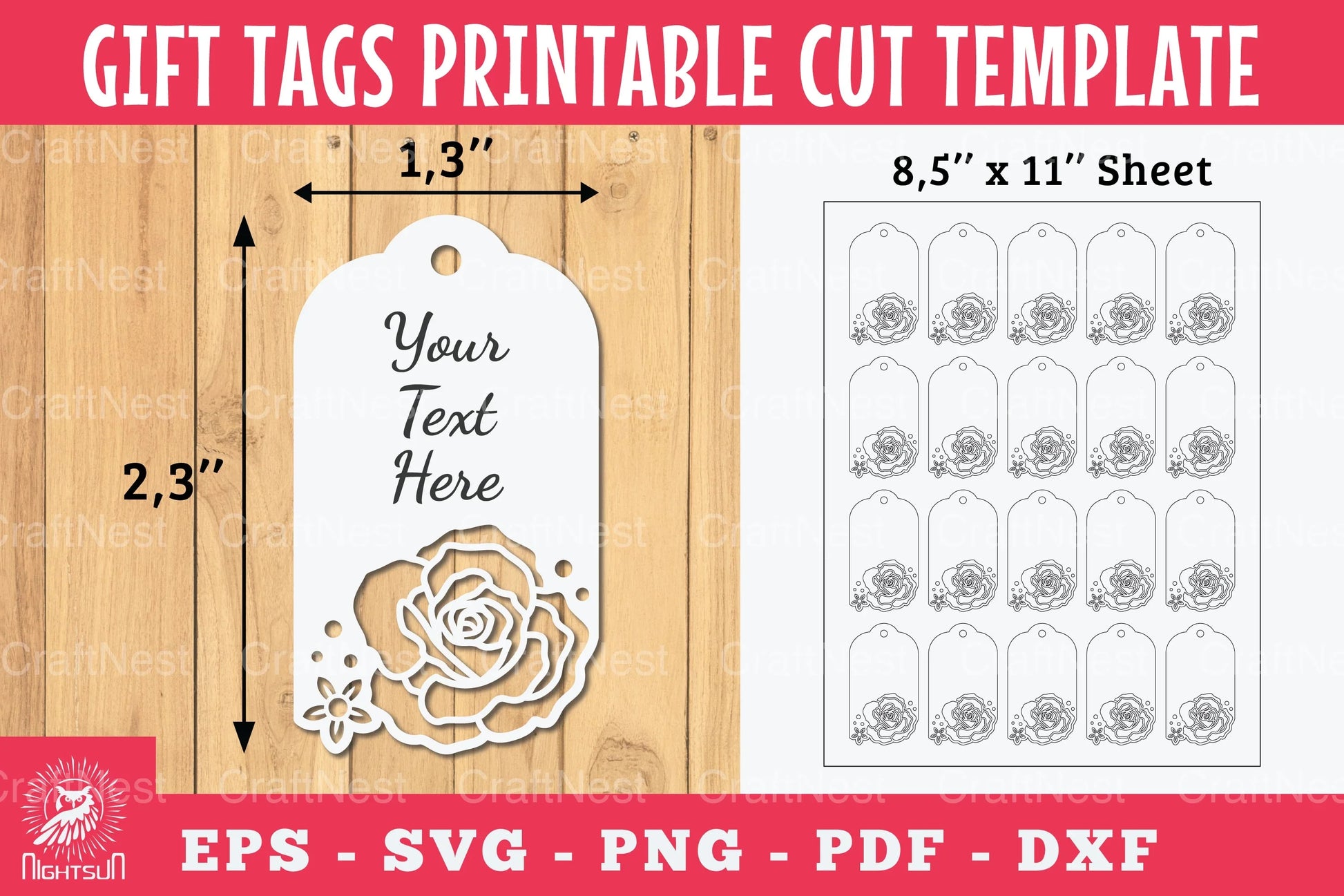 Rose Flower Gift Tags Printable Clipart Bundle - CraftNest - Digital Crafting and Art
