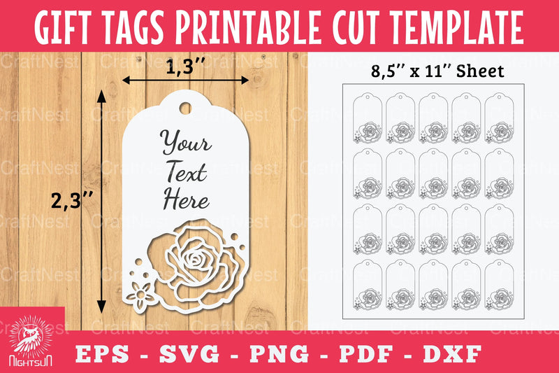 Rose Flower Gift Tags Printable Clipart Bundle - CraftNest - Digital Crafting and Art
