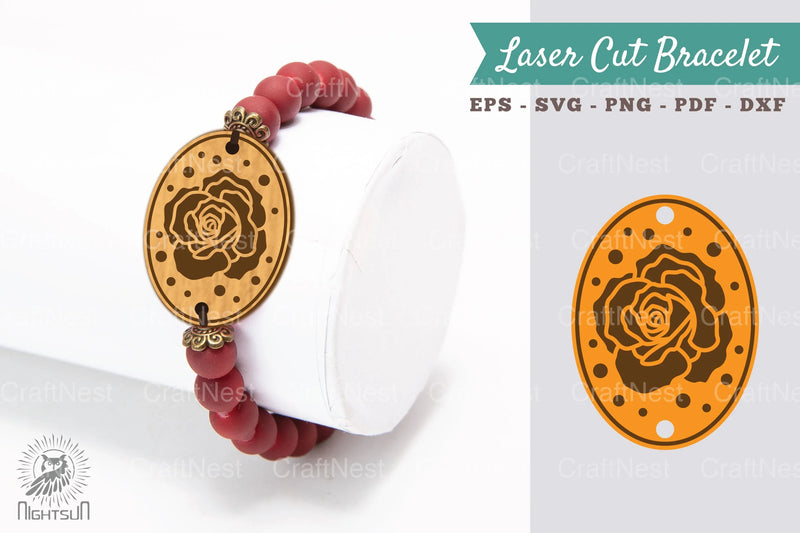 Rose Flower Laser Cut Bracelet Design Bundle - CraftNest - Digital Crafting and Art