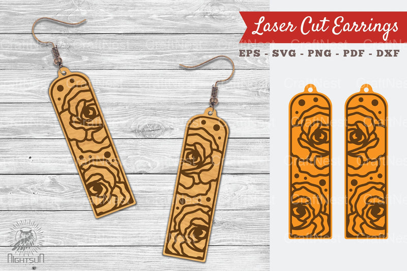 Rose Flower Laser Cut Earrings SVG Bundle - CraftNest - Digital Crafting and Art
