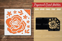 Rose Flower Papercut Card Holder Clipart Bundle - CraftNest - Digital Crafting and Art