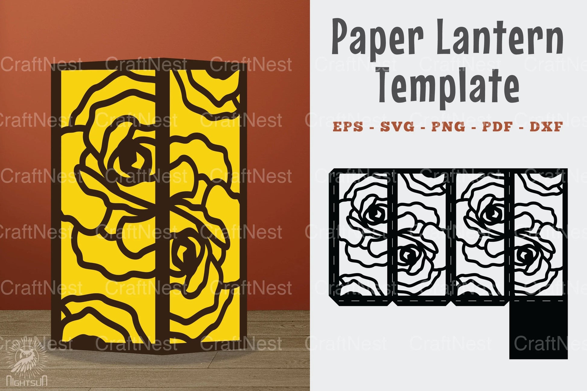 Rose Flower Papercut Lantern Template Clipart Bundle - CraftNest - Digital Crafting and Art