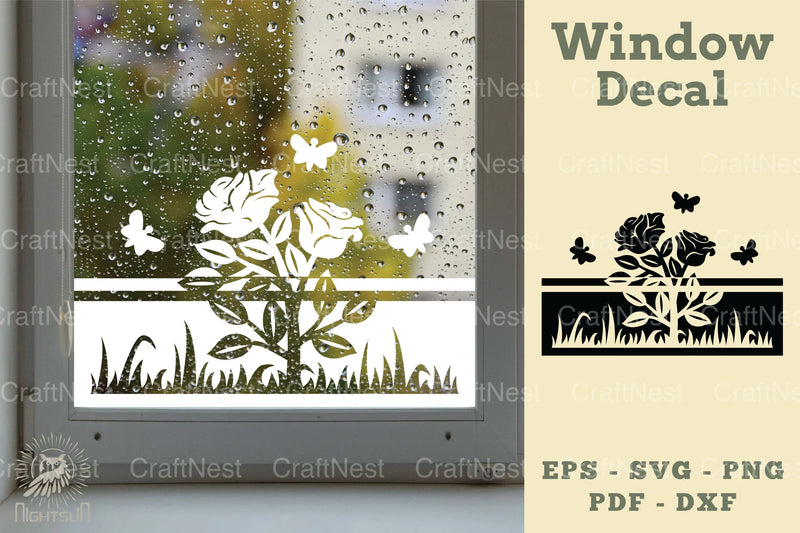 Rose Flower Window Decal Clipart Bundle - CraftNest - Digital Crafting and Art