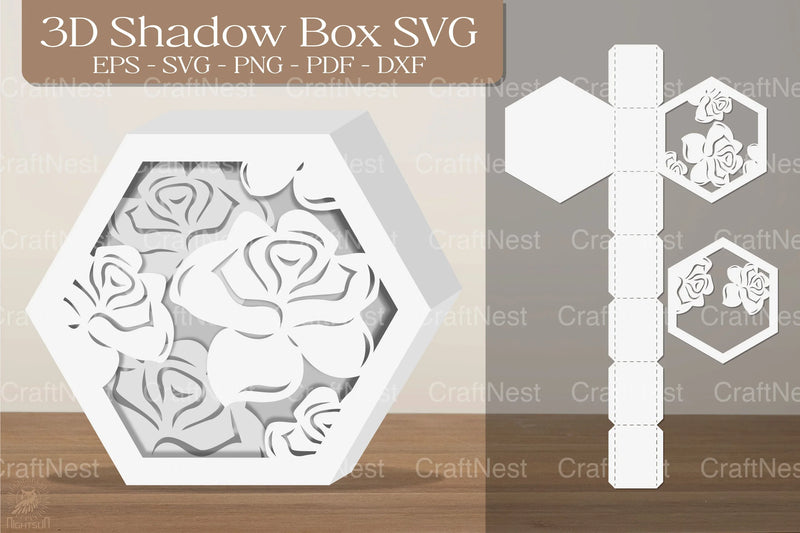 Rose Flowers 3D Shadow Box Clipart Bundle - CraftNest - Digital Crafting and Art