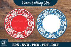 Rose Flowers Papercut Circle Clipart Bundle - CraftNest - Digital Crafting and Art