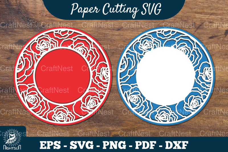 Rose Flowers Papercut Circle Clipart Bundle - CraftNest - Digital Crafting and Art