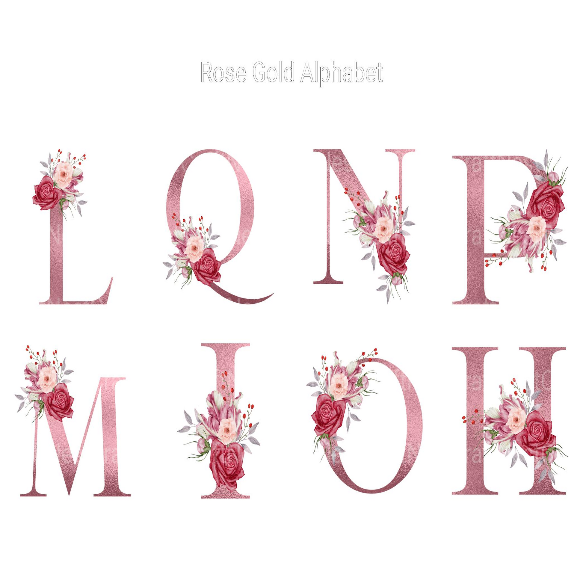Rose Gold Alphabet Clipart - CraftNest - Digital Crafting and Art