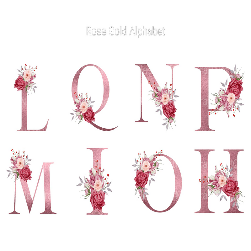 Rose Gold Alphabet Clipart - CraftNest - Digital Crafting and Art