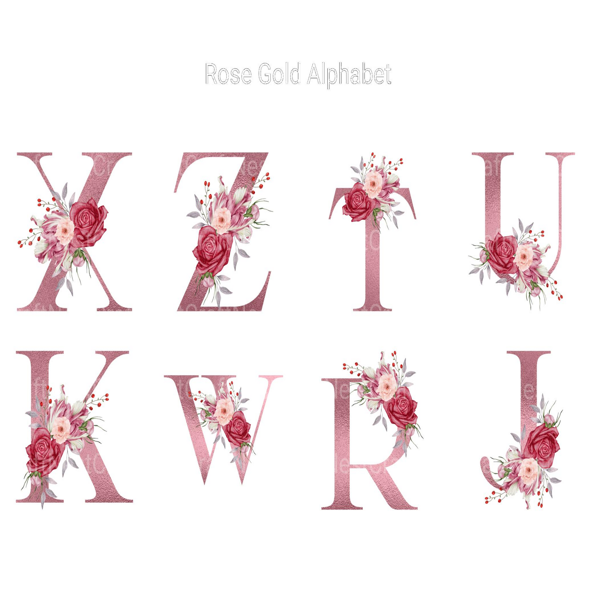 Rose Gold Alphabet Clipart - CraftNest - Digital Crafting and Art