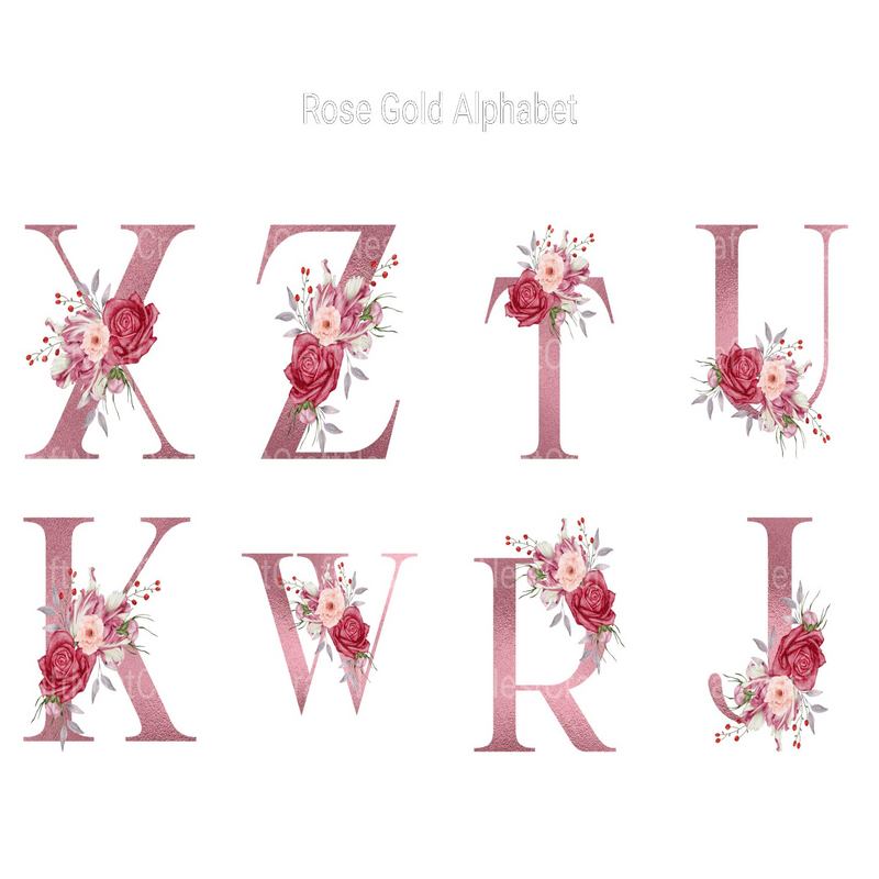 Rose Gold Alphabet Clipart - CraftNest - Digital Crafting and Art
