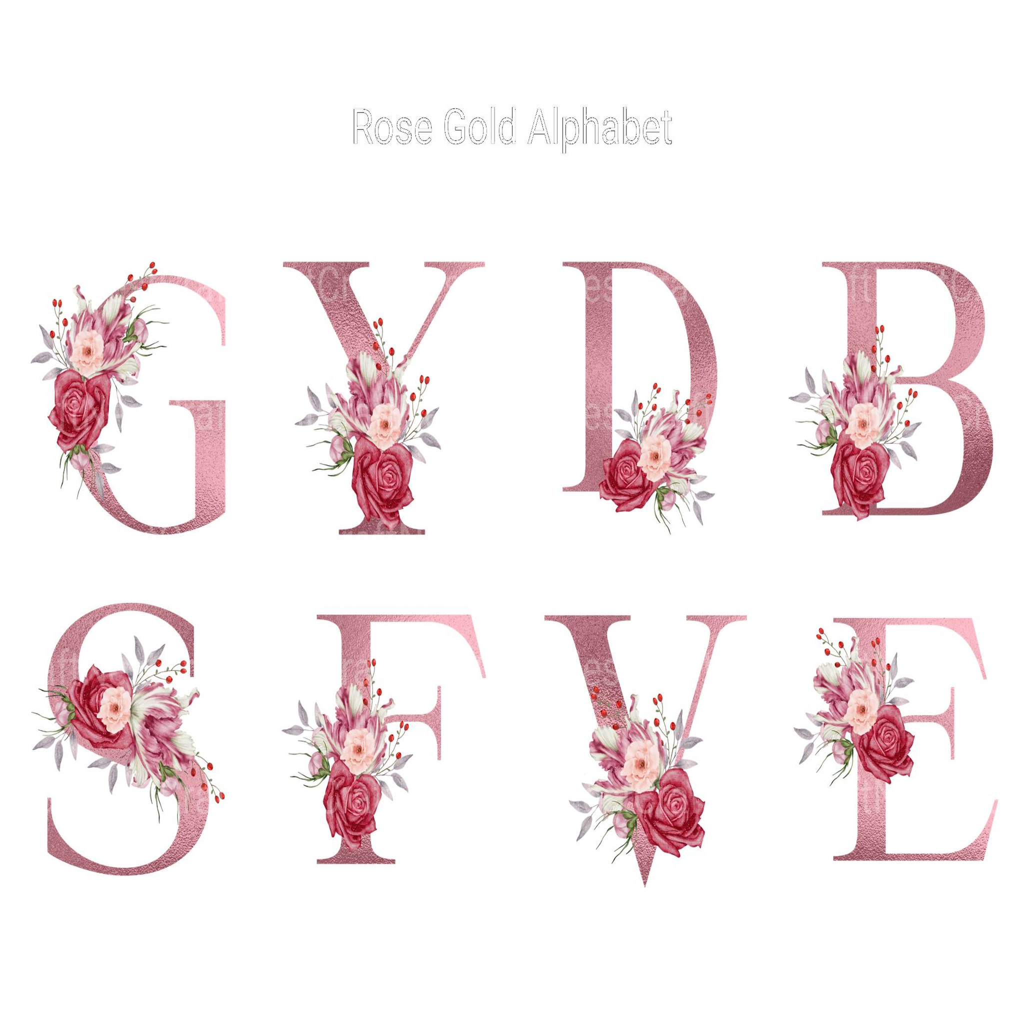 Rose Gold Alphabet Clipart - CraftNest - Digital Crafting and Art