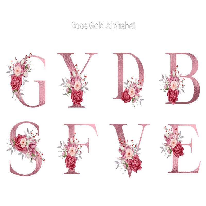 Rose Gold Alphabet Clipart - CraftNest - Digital Crafting and Art