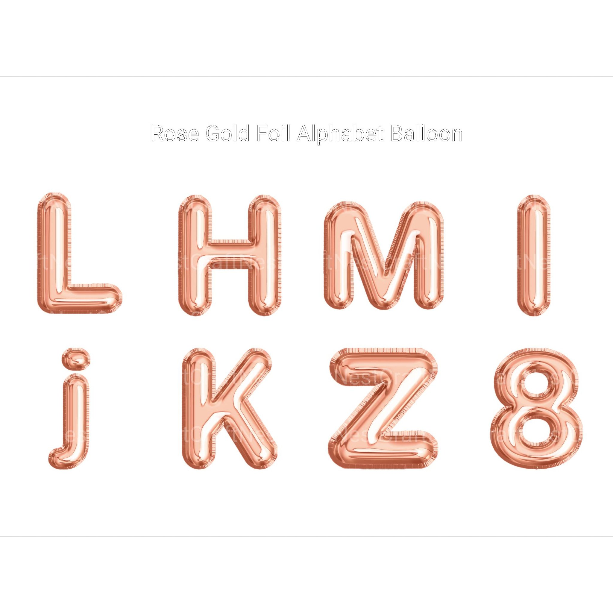 Rose Gold Foil Alphabet Balloon Clipart - CraftNest - Digital Crafting and Art