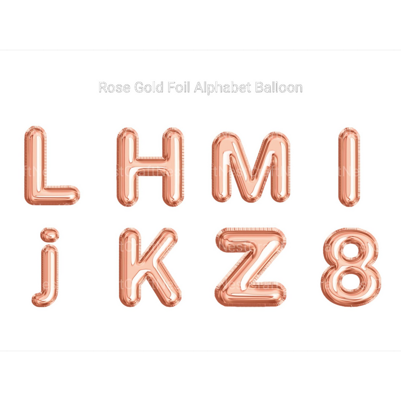 Rose Gold Foil Alphabet Balloon Clipart - CraftNest - Digital Crafting and Art