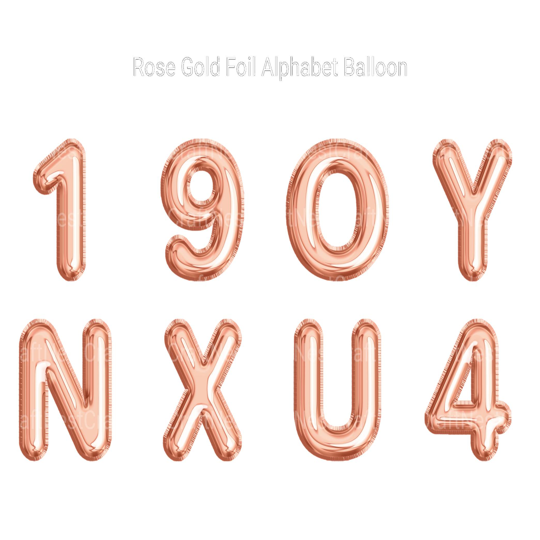 Rose Gold Foil Alphabet Balloon Clipart - CraftNest - Digital Crafting and Art