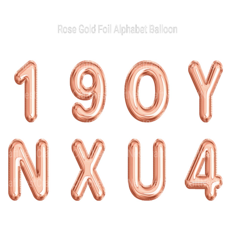 Rose Gold Foil Alphabet Balloon Clipart - CraftNest - Digital Crafting and Art