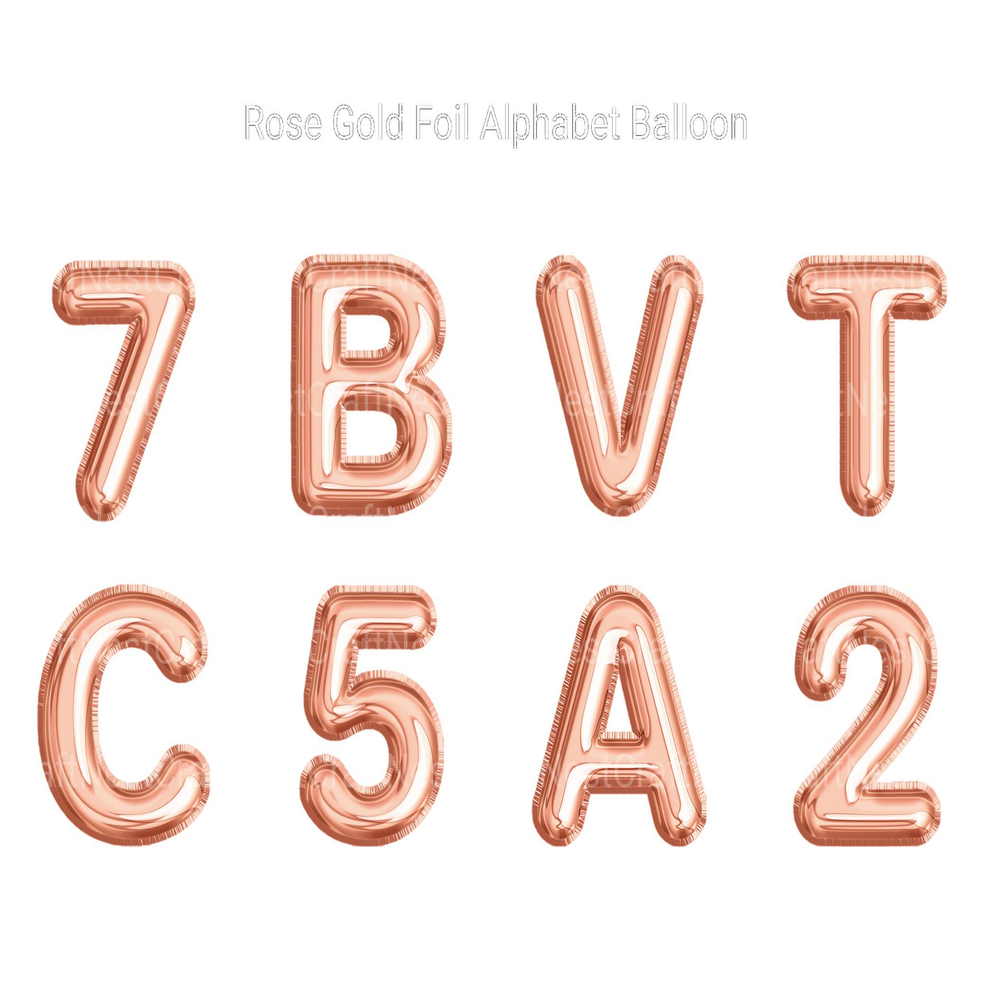 Rose Gold Foil Alphabet Balloon Clipart - CraftNest - Digital Crafting and Art