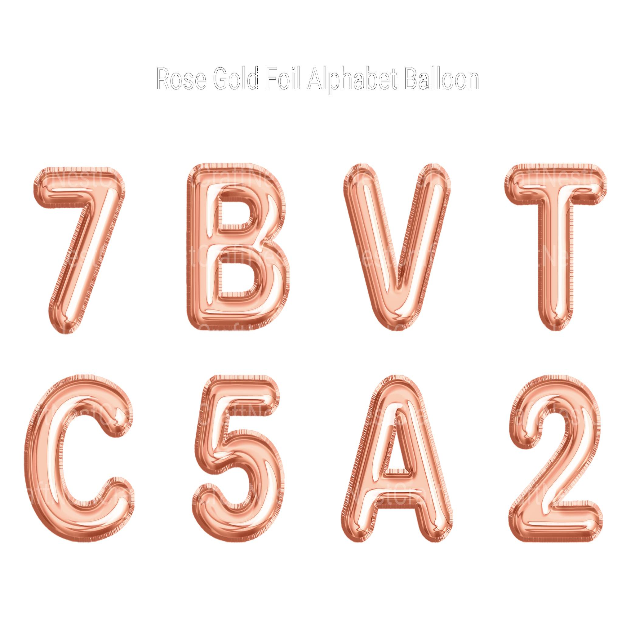 Rose Gold Foil Alphabet Balloon Clipart - CraftNest - Digital Crafting and Art