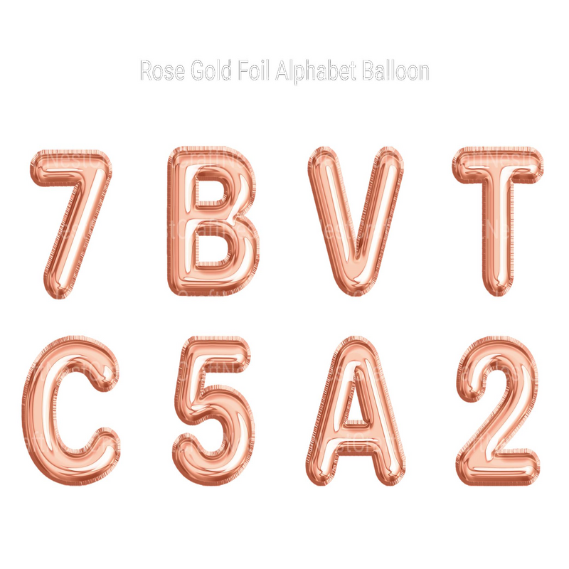 Rose Gold Foil Alphabet Balloon Clipart - CraftNest - Digital Crafting and Art