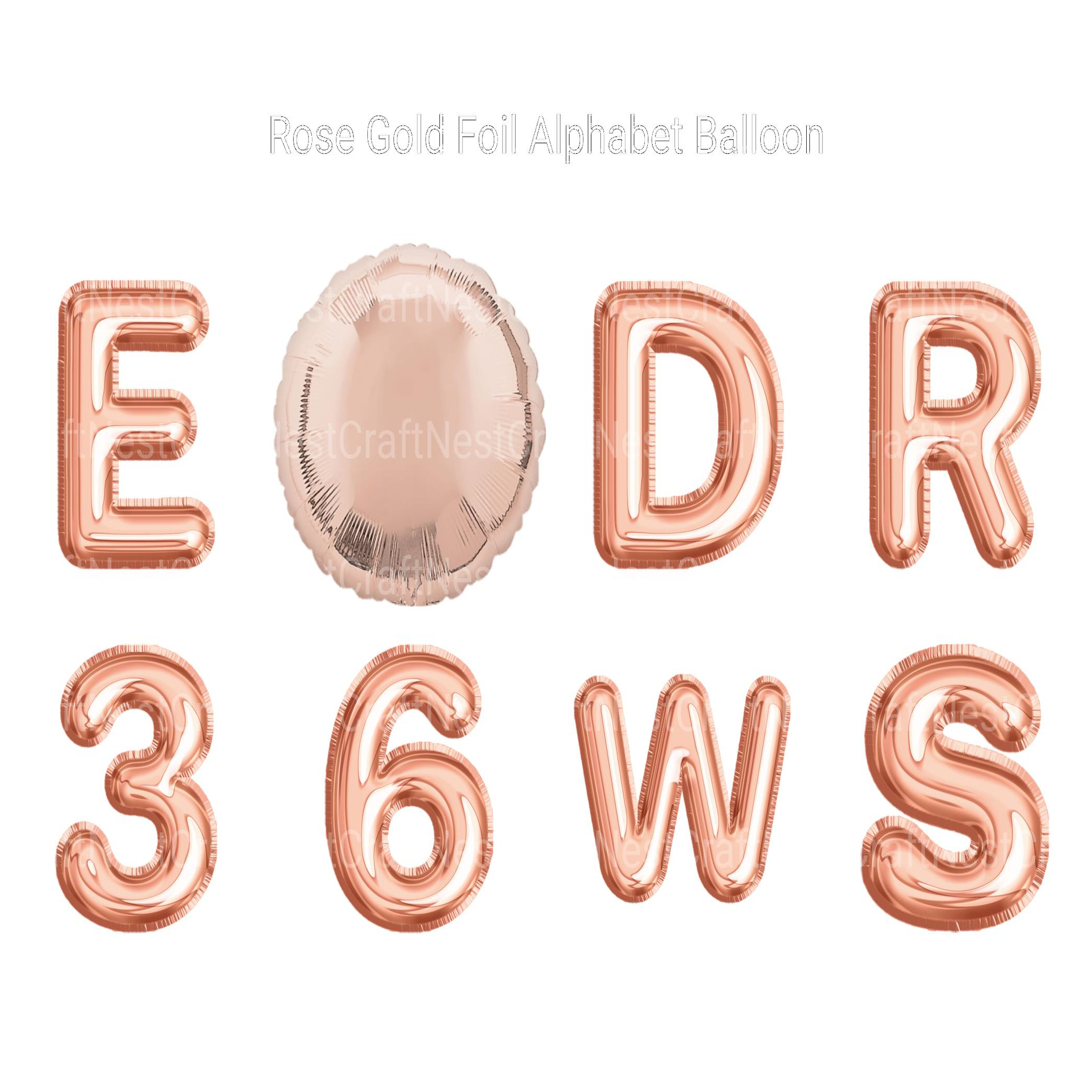 Rose Gold Foil Alphabet Balloon Clipart - CraftNest - Digital Crafting and Art