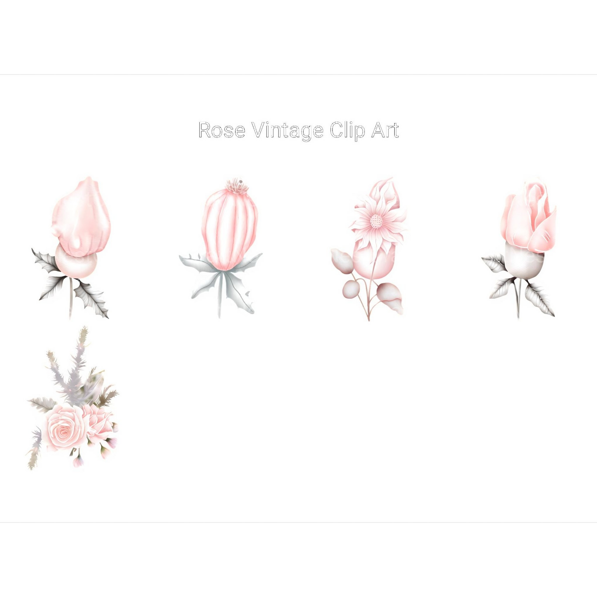 Vintage Rose Clipart - CraftNest - Digital Crafting and Art