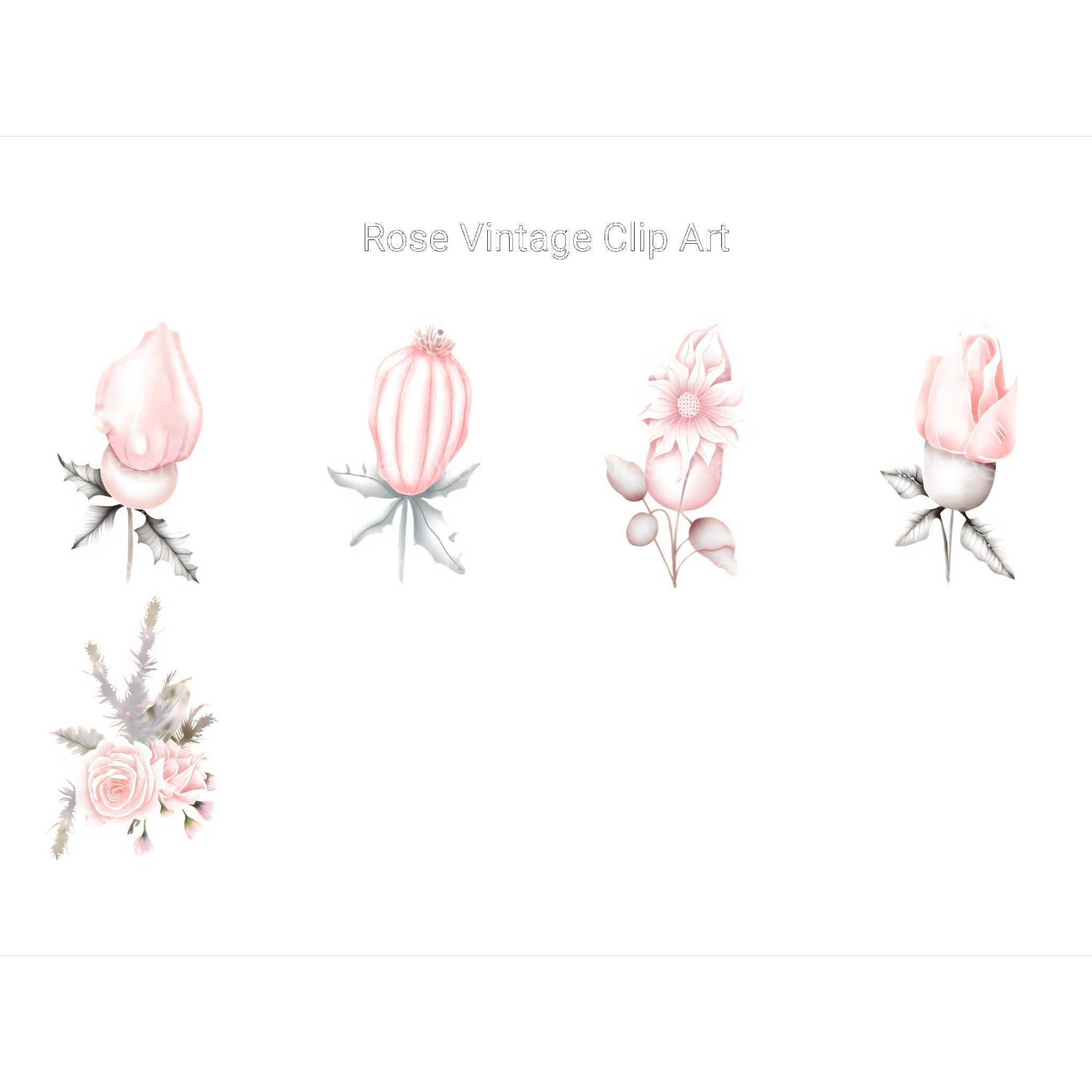 Vintage Rose Clipart - CraftNest - Digital Crafting and Art