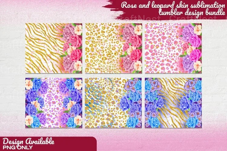 Rose and Leopard Skin Tumbler - CraftNest - Digital Crafting and Art